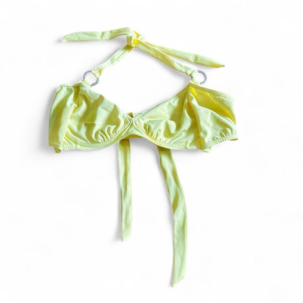 Venus Yellow bikini top w gorgeous silver ring detail Size S Sz 32C, 34B, 36A
